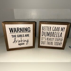 Set of 2 Wooden Funny Quote Signs - White & Brown